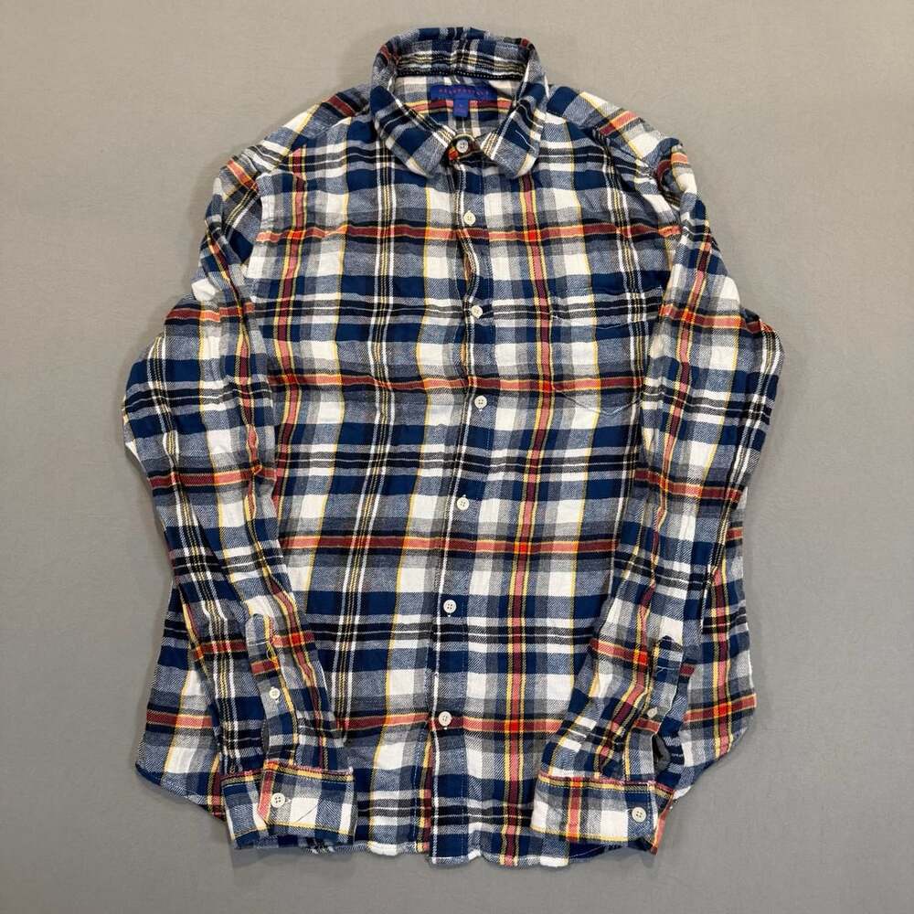 Aeropostale Plaid Flannel Shirt Size M Long Sleeve Blue Red Yellow